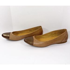 Korks Kork-Ease Ballet Flats Pointed Cap Toe Bronze Leather Two Tone Slip On 8.5